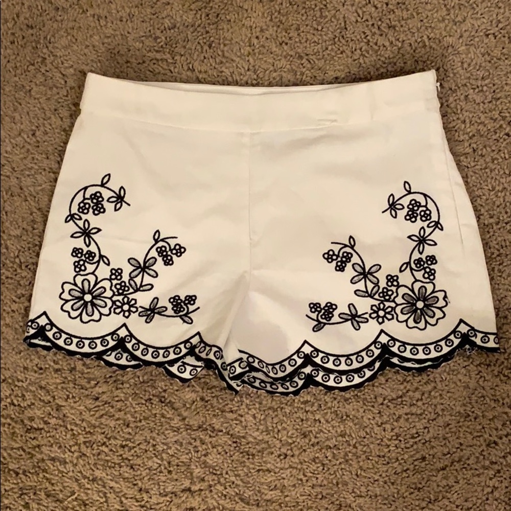 White shorts with Black Embroidery
